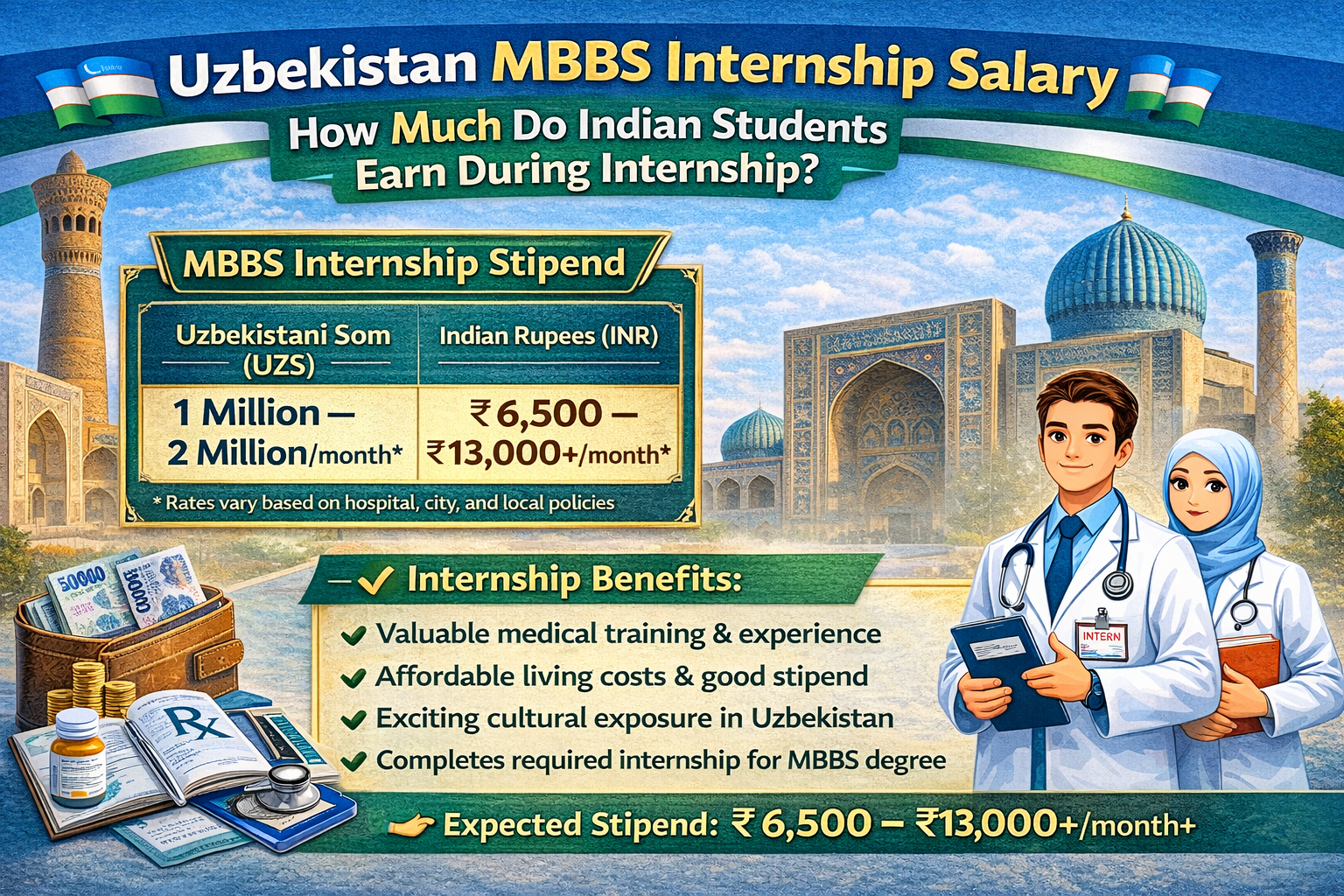 Uzbekistan MBBS Internship Salary: How Much Do Indian Students Earn During Internship?